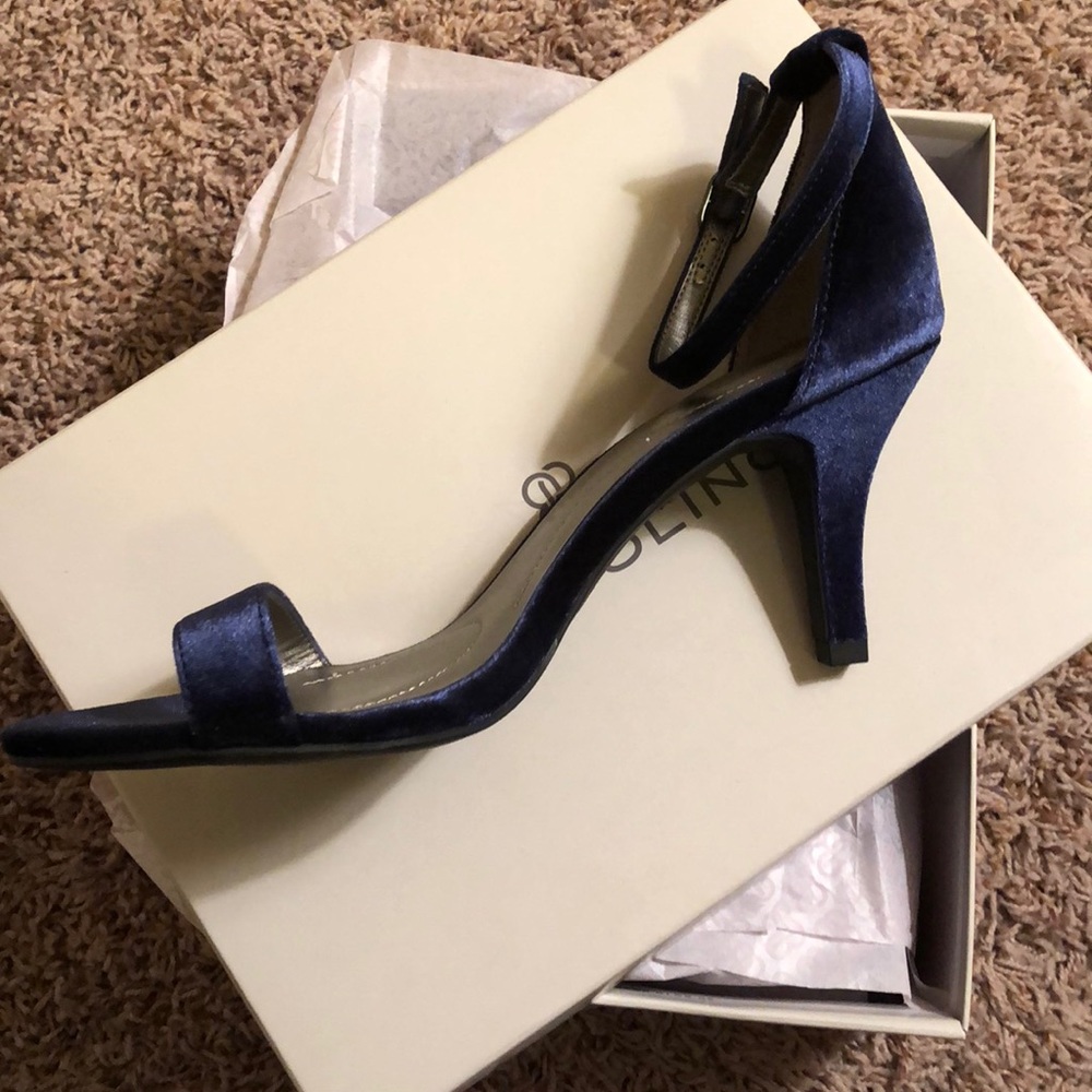 Bandolier Blue Velvet Heels Size 7.5